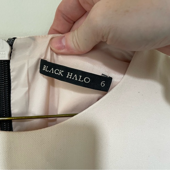 Black Halo Marla Sheath Black and Cream Cocktail Dress 6 $385 - Picture 6 of 8